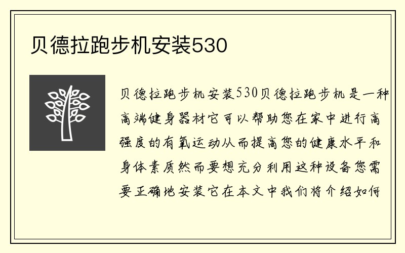 贝德拉跑步机安装530